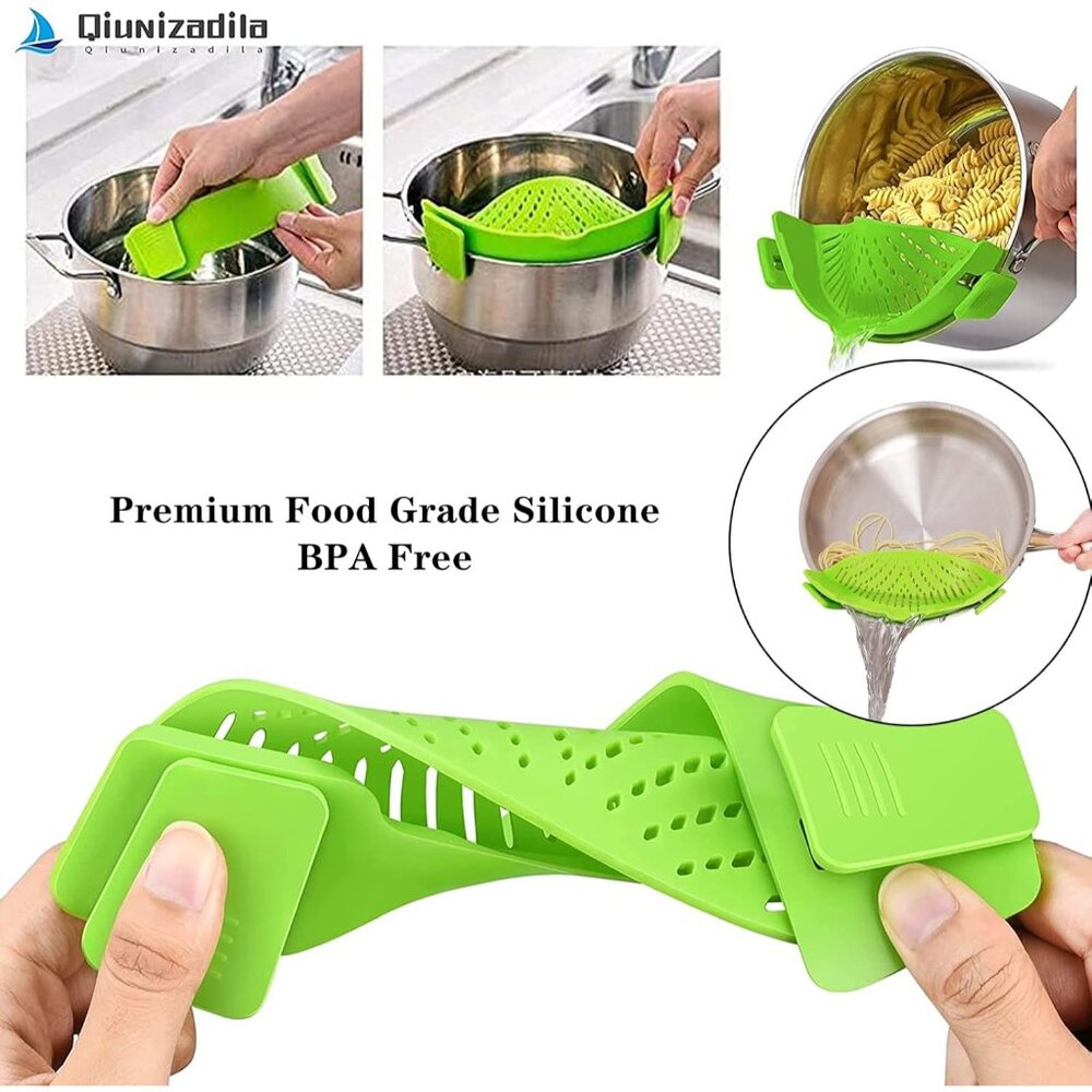 2 Pcs Clip on Strainer, Pot Strainer for Pasta Meat Vegetables Fruit, Silicone S - Picture 2 of 6